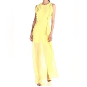 Women’s BCBG Generation Ruffle Fairycore Goddess‎ Chiffon Maxi Dress Yellow 10.
